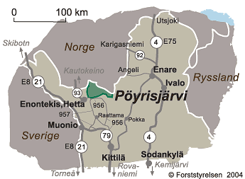 Kartor över och kommunikationer i Pöyrisjärvi 